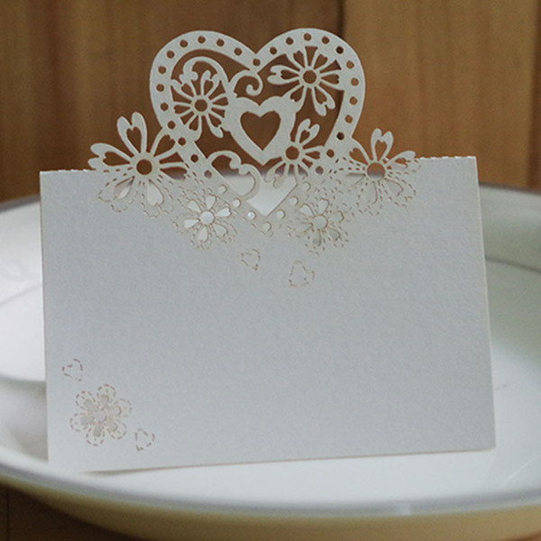 Laser Cut Romantic Love Heart Name Card Wedding Decoration Place Escort Table Card Hollow Guest Name Cards for Party