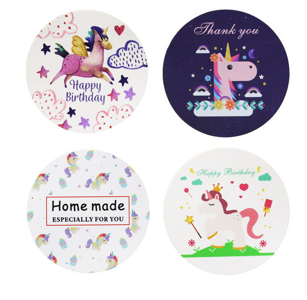 600pcs Unicorn Round Thank You Paper Seal Sticker Stationery Label Adhesive Gift Paper Sticker For DIY Scrapbooking Decoration