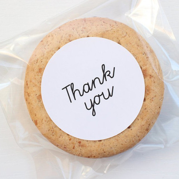 300pcs/lot Circular White Thank you Adhesive Kraft Seal Sticker for Baking Gift Label Stickers Funny DIY Work