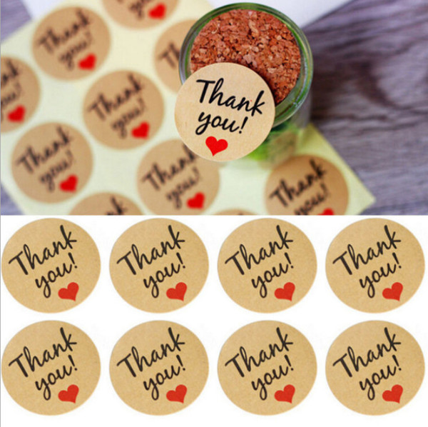 600pcs Round Natural Kraft Handmade with Love Stickers thank you stickers for wedding decoration party decoration Stickers