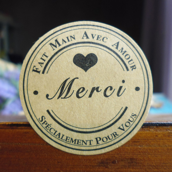 600pcs Wedding Decoration Kraft Seal Sticker French Thank You DIY Multifunction Paper Label Adhesive Gift Seal Sticker