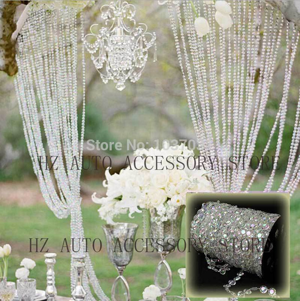 30m DIY Iridescent Garland Diamond Acrylic Crystal Beads Strand Shimmer Wedding decoration free shipping wedding centerpieces