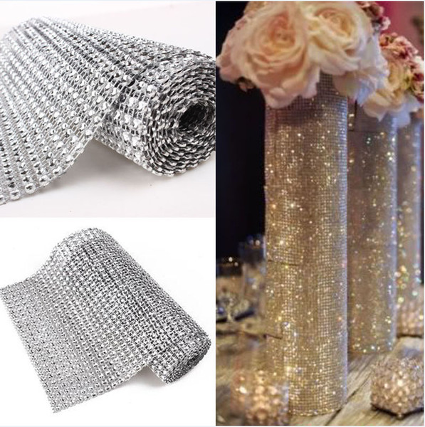 24rows 4.5inch 3Y Bling Ribbon Warp Wedding Floral Decoration Diamond Rhinstone Ribbon Mesh Up Wediing Home Decoration Supplies