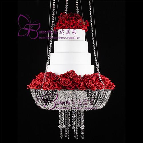 18 inch Crystal Chandelier Style Drape Suspended Swing cake stand round hanging cake stands wedding centerpiece