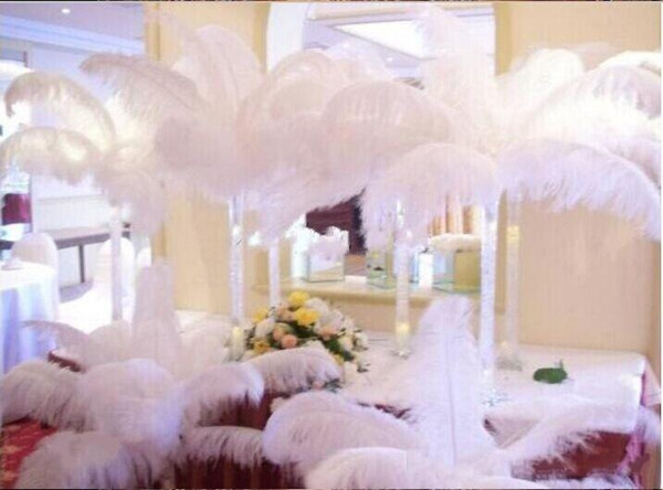 2015 New Arrival Natural White Ostrich Feathers Plume Centerpiece for Wedding Party Table Decoration Free Shipping