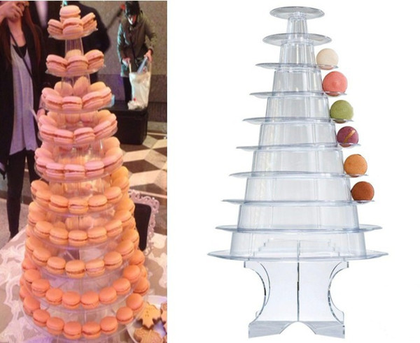 new arrival 10 Tier Macaron Tower cookie Macaron Display with Acrylic Base Wedding Birthday Party Dessert Display