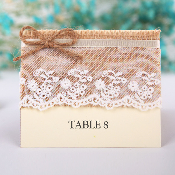 Retro Table Name Place Cards Linen Lace Wedding Party Favor DecorBirthday Party Gifts Centerpieces Accessories Baby Shower