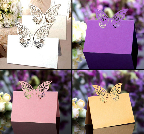 Laser Cut Place Cards With Butterfly Paper Carving Seating Cards Party Table Decorations Name Cards for Weddings PC45