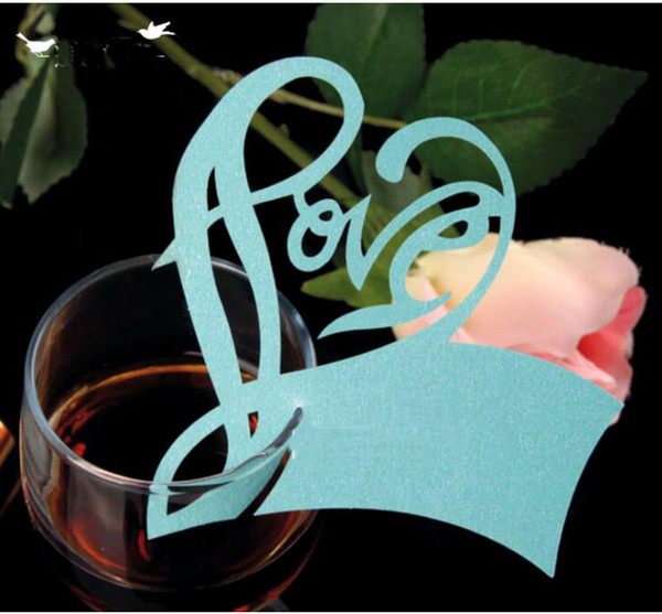 Laser Cut LOVE Heart Wine Glass Cup Card Wedding Invitations Paper Table Mark Place Card Wedding Party Favors Decor