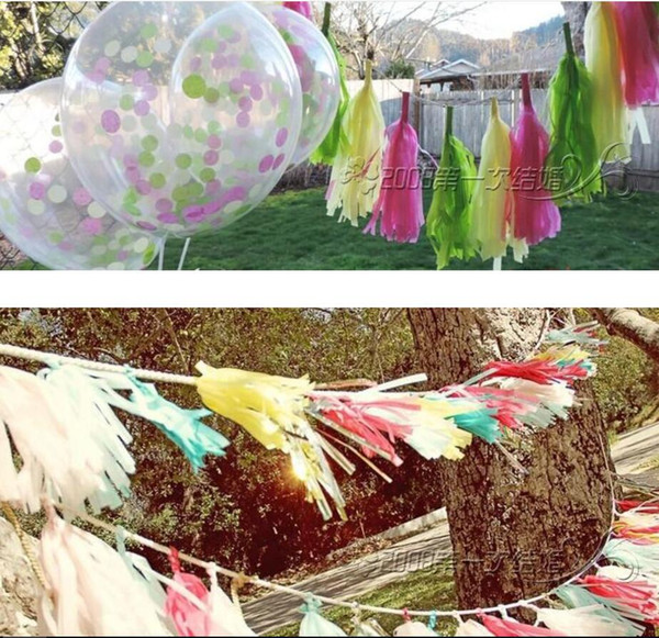 Wholesasle Paper Lahua Tassel for Wedding Party 35cm DIY 5 Piece/set Many Colors for Party