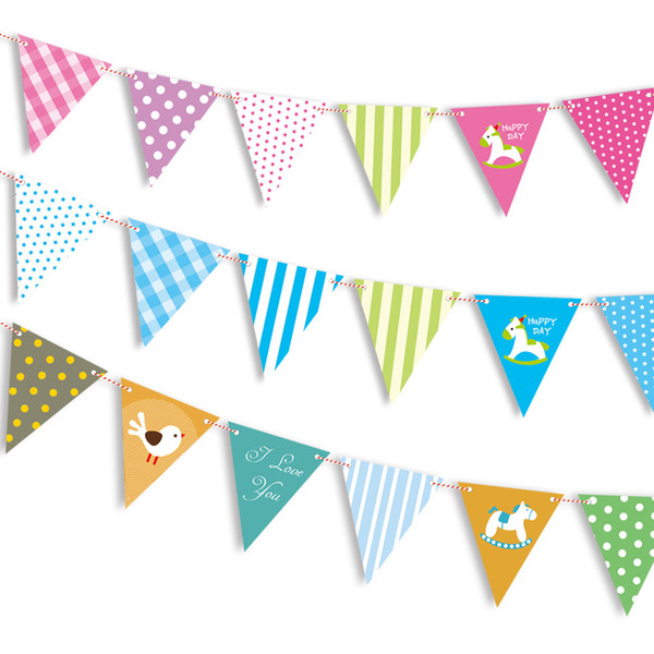 Pink/Blue/Yellow Little Horse Flag Banner Children's day Celebration Decoration Children Room Decoration Birthday Party Supplies