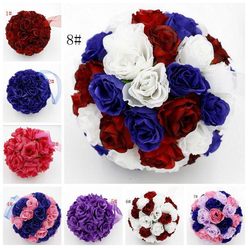 Hot !1 Pcs 5inch Rose Flower Kissing Ball Wedding Flowers Decoration 8 - style (179)