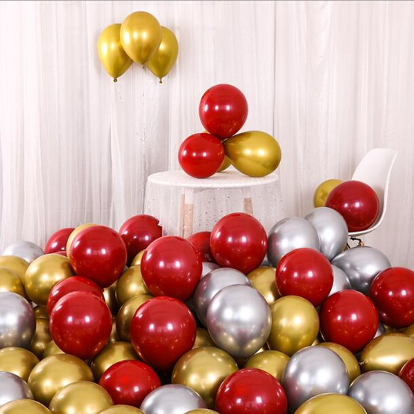 20PCS Red silver gold Metallic Latex Balloons Pearly Metal balloon Gold Colors Globos Wedding Birthday Party Supplies Balloon