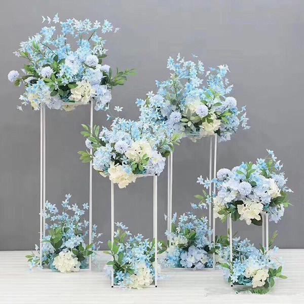 60cm 80cm 100cm Tall Flower Vase Gold Column Stand Metal Road Lead Wedding Centerpiece Flower Rack For Event Party Decoration