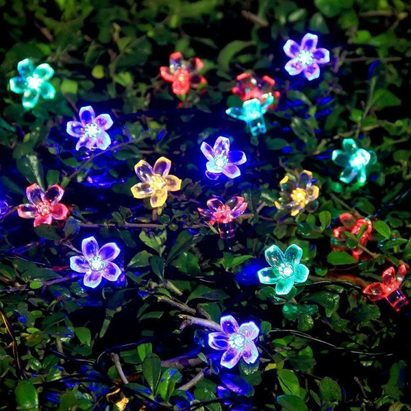 50 LED Solar peach Flower Fairy String Lights Wedding Party Xmas Anniversary Decor light for Outdoor Garden