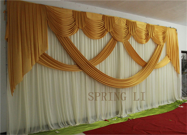 NEW Designed Wedding Backdrops with Luxurious Gold Swag for Wedding Decorations 3m*6m