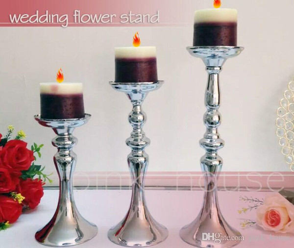 cheap elegant new designe tall Wedding Candle Holder Romantic Standing Wedding Candlestick Wedding Flower Stands Silver Candelabra