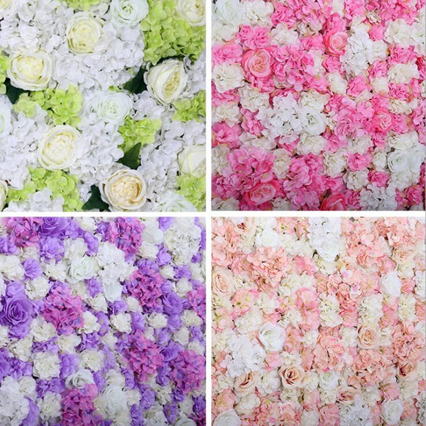 60x40cm Artificial Flower wall decoration Road Lead Hydrangea Peony Rose Flower for Wedding Arch Pavilion Corners decor floral Background