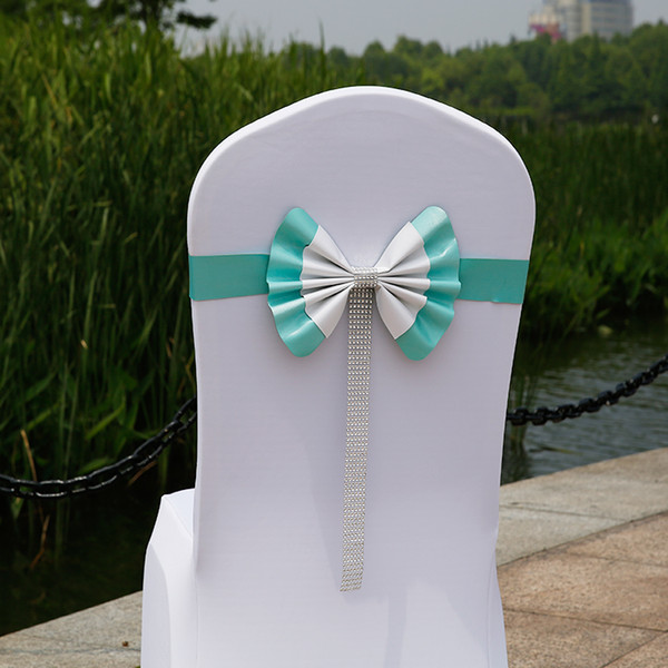 Beautiful Colorful Bow Wedding Accessories For Chairs Cheap Wholesale Elegent Beads Textile Chair Cover Sashes Wedding Decorations