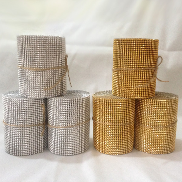 32rows 4inch 3Y Bling Ribbon Warp Wedding Floral Decoration Diamond Rhinstone Ribbon Mesh Up Wediing Home Decoration Supplies