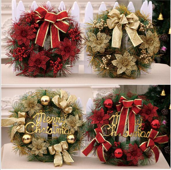 Multi-styles Christmas Flower Vine Circle Christmas Day Banquet Home Decorations For Ring Gift Door Hanging Wall