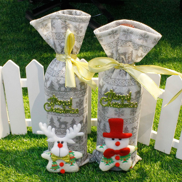 Latest Christmas Decorations Pretty Wine Bags Christmas Gifts In Stock 2 pieces/lot Party Favor Supplies