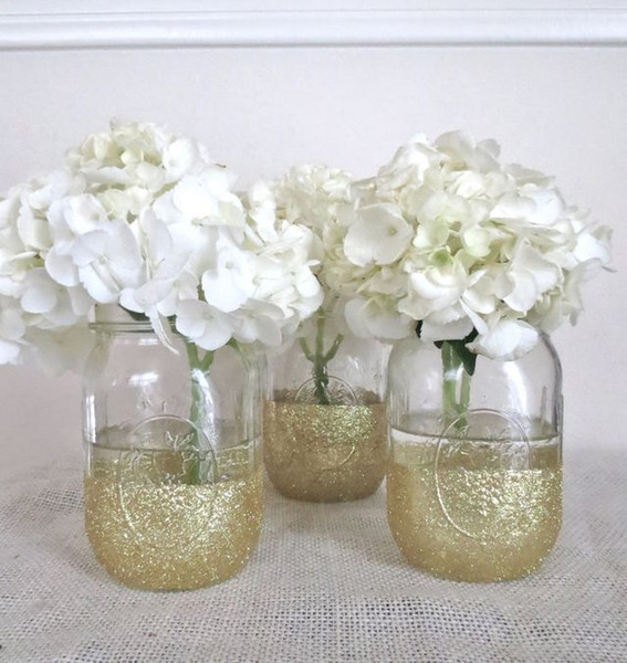 New Arrival Special Gold/Silver/Sparkly Mason Jar Glitter Mason Jar for Wedding Party