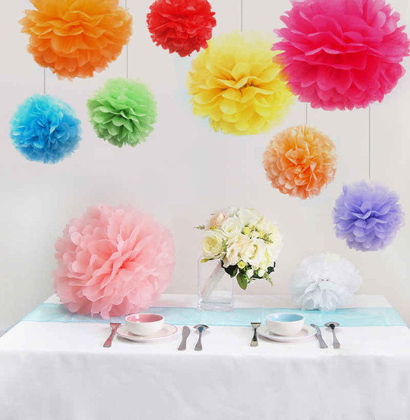 15% off! SALE!(38cm-50cm) pompon Tissue Paper Pom Poms Flower Kissing Balls Home Decoration Festive Party Supplies Wedding decoration 20pcs