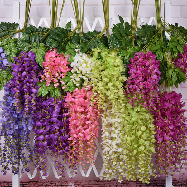 Romantic Artificial Flowers Simulation Wisteria Vine Wedding Decorations Long&Short Plastic Silk Plant Bouquet Wedding Garden Decoration