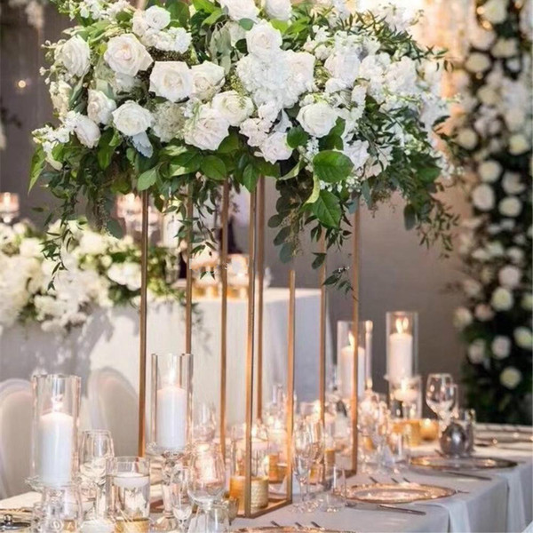 Wedding Candelabra Flowers Display Flower Stand Candle Holder Road Lead Table Metal Gold Stand Pillar Candlestick For Wedding Candelabra