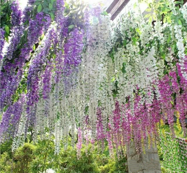 Artificial Silk Flower Wisteria Vine Rattan Wedding Decorations Garden and Home Flower Decorations Festival Birthday Flowers Wedding Supply