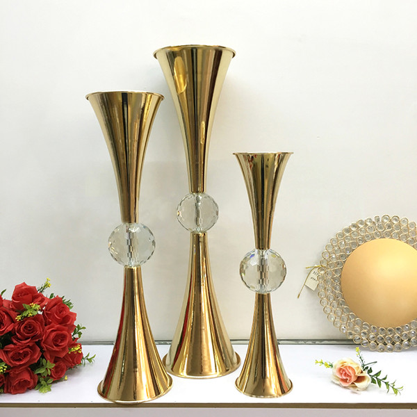 2019 Wedding Table Centerpieces props Flower Vase With Big Crystal Ball Flower Vase Holders metal crafts decor for hotel home party events