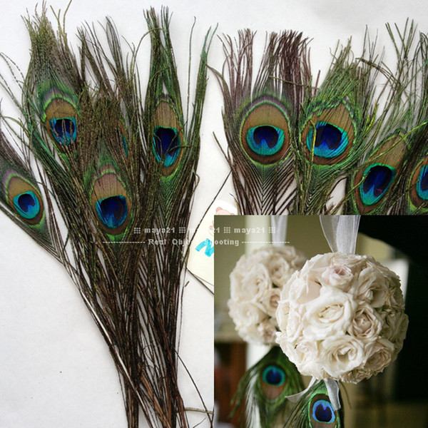 Wholesale 100pcs/Lot Natural Peacock Feather 10-12 Inchs Plume Centerpiece Wedding Party Table Decoration Wedding Decorations DIY Feathers