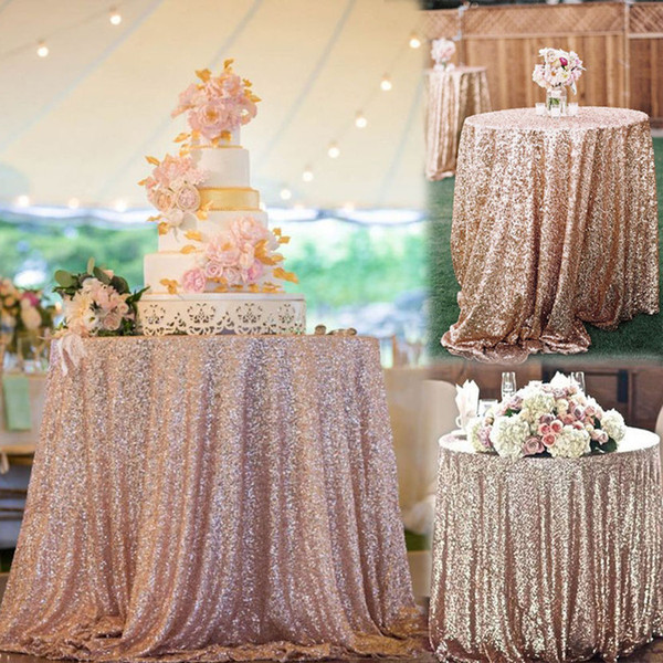 Free Shipping hot Cheap Rose Gold Bling Bling Sequins Wedding Decorations Table Cloth Glitter Evening Bridesmaid Prom Party Dress Fabric