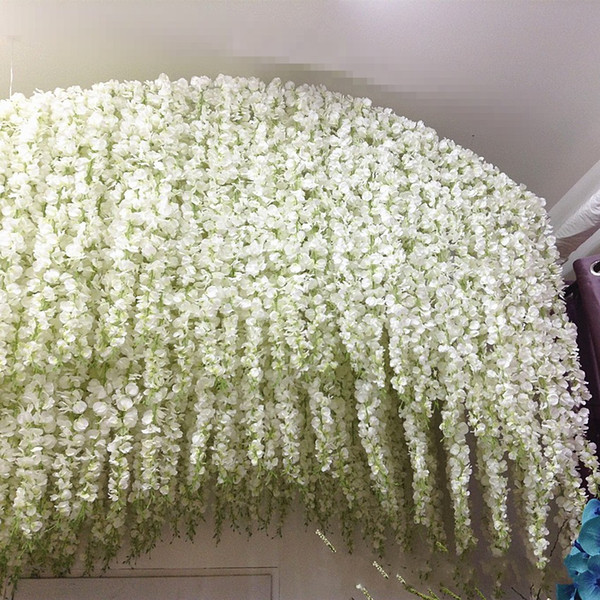 White Green Artificial Flowers Simulation Wisteria Vine Wedding Decorations Long Silk Plant Bouquet Door Room Office Garden