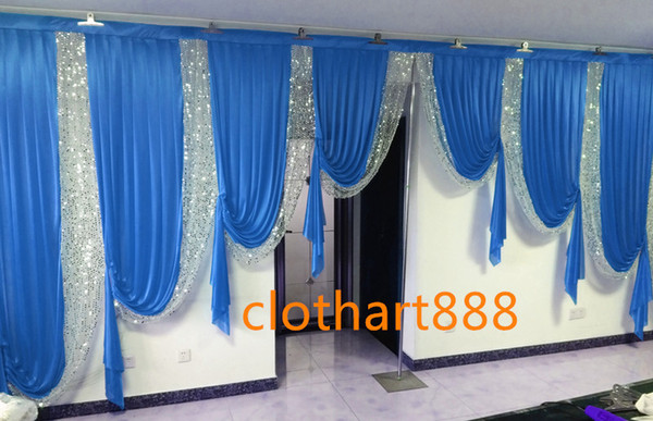 6M wide swags for backdrop party background draps valance wedding backcloth stage curtain with sequins draps stylist