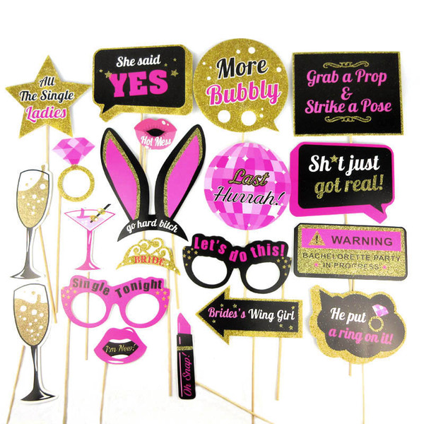 20 Styles Wedding Decoration Photo Booth Prop Team Bride To Be Photobooth Bridal Shower Hen Bachelorette Party Supplies