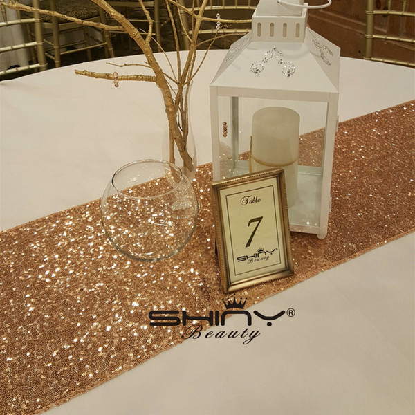 12inx72in Rose Gold Table Runner. 30x180cm Wedding Sequin Table Runners , Party Event Photography Table Cloth Linen Birthday Decoration