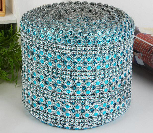 10Yard Blue Sunflower Rhinestone Bendable Diamond Mesh Wrap Roll Sparkle Ribbon Trim For Wedding Craft Gift Party Decoration