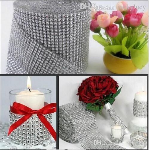 10 Yards Per Roll 24 Rows Diamond Mesh Rhinestone Wrap Shiny Crystal Ribbon For Wedding Centerpieces Party Decorations Supplies 18 color