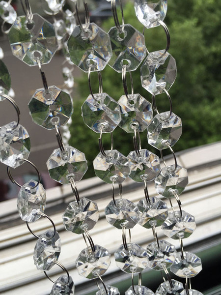 66 FT Crystal Garland Strands 14mm clear Acrylic crystal octagon beads chain Wedding Party Manzanita Tree Hanging Wedding Decorations