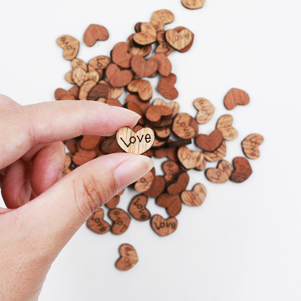 500Pcs Wedding Decoration Wooden Love Heart Shape for Weddings Plaques Art Craft Embellishment Sewing Decoration Buttons