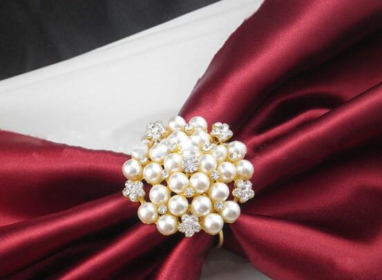 Free flower Imitation pearls gold silver Napkin Rings for wedding dinner,showers,holidays,Table Decoration Accessories