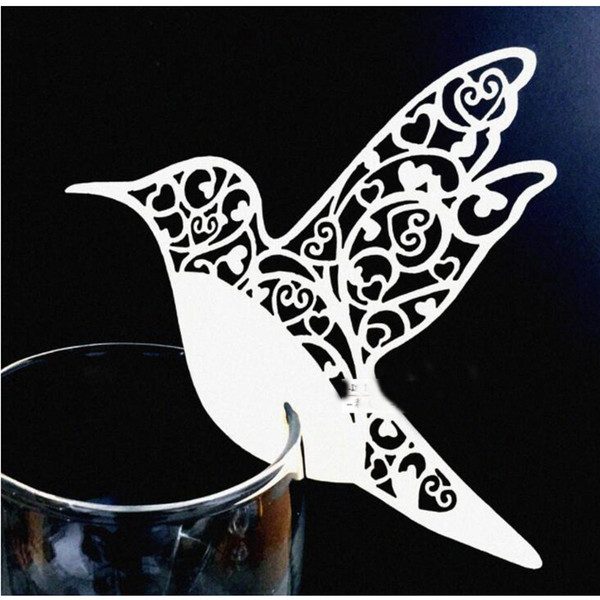 New Fashion Creative Bird Paper Wine Glass Place Card Wedding Party Decoration 200pcs/lot free shipping