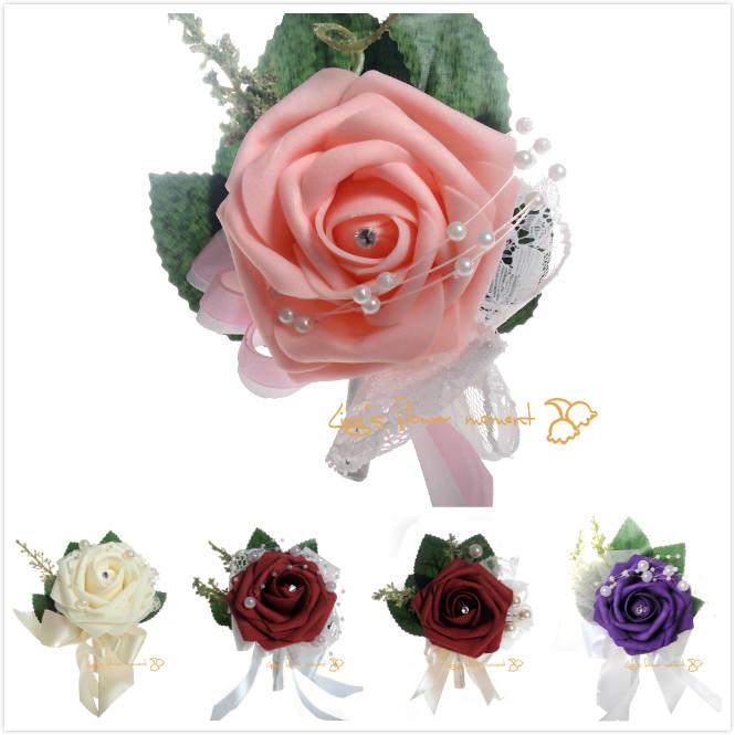 Groomsmen / groom boutonniere corsage simulation activities guests foam rose corsage bride / bridesmaid corsage