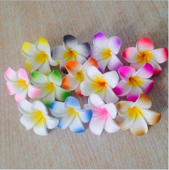 15% off! 200pcs/lot Decorate Wedding Artificial Flower frangipani PE foam 4cm Fake Plumeria For Party Hawaiian Foam Multi Colors