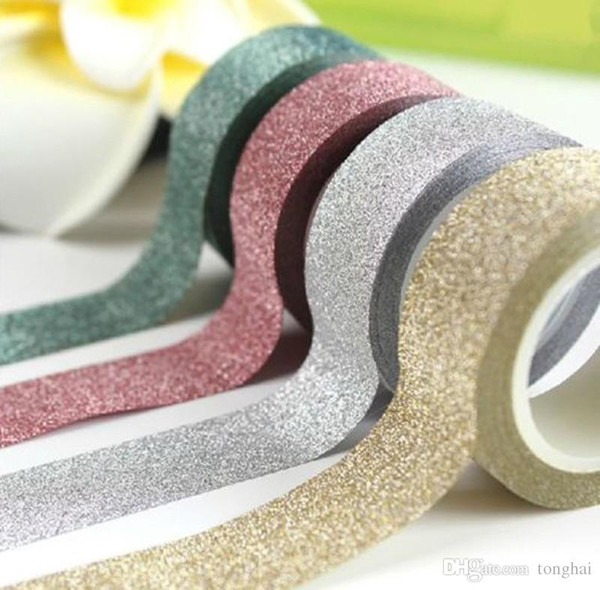 Wholesale 5M Glitter Washi Tape Paper Self Adhesive Stick On Sticky DIY Craft Decorative H210464