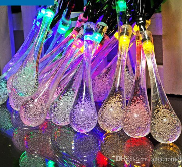 20 LED Solar Powered Water Drop String Lights LED Fairy Light for Wedding Christmas Party Festival Outdoor Indoor Decoration