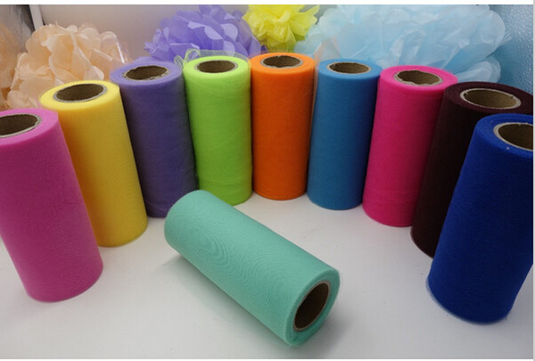 6 Inch 25 Yards High Quality Colorful Tulle Roll Girl's Tutu Skirt Tulle Fabric Spool Party Birthday Wedding Wedding Decoration