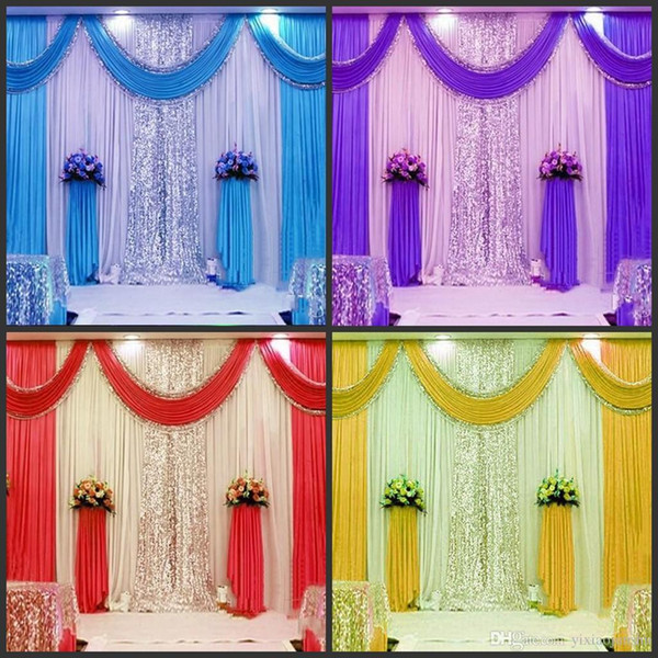 3m*6m wedding backdrop swag Party Curtain Celebration Stage Performance Background Drape With Beads Sequins Edge 